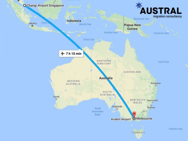 singapore to australia travel time